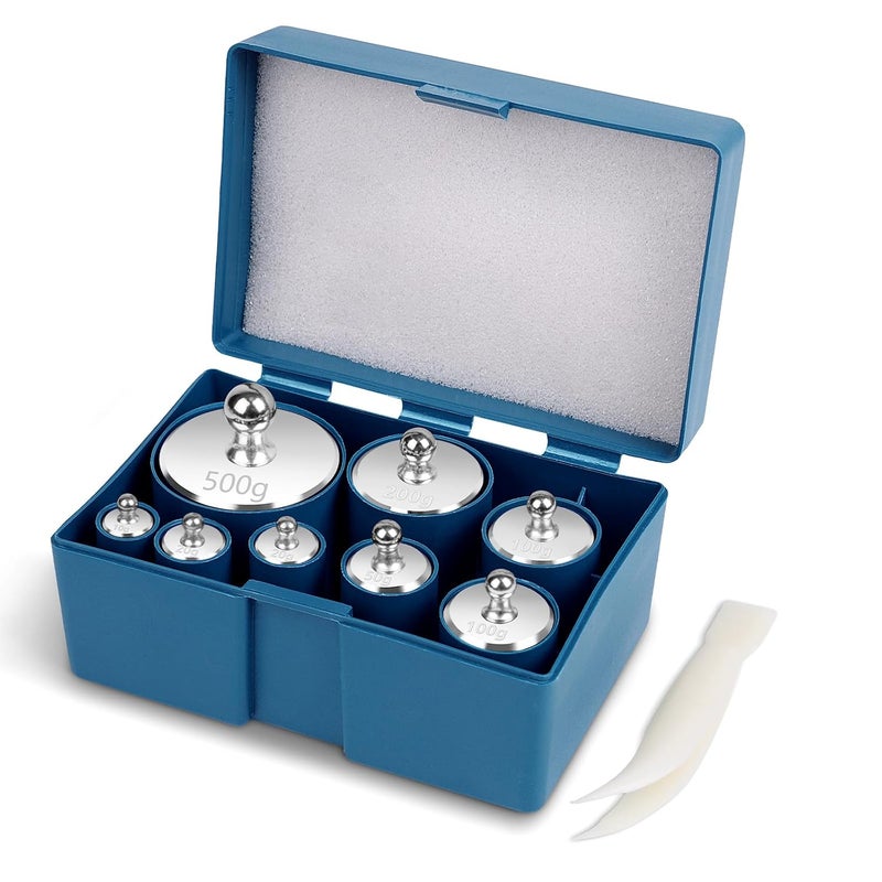 QP Calibration Weights 1000g, 8PCS OIML Class M1 High Precision Scale Calibration Weight Set, 10g 20g 50g 100g 200g 500g Calibration Weight with Tweezers for Digital Scale, Gram Scale, Lab Scale - Image 1